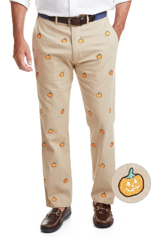 Comfortable Loose-Fit Shorts for Summer Comfort-Harbor Pant Khaki with Jack O'Lantern