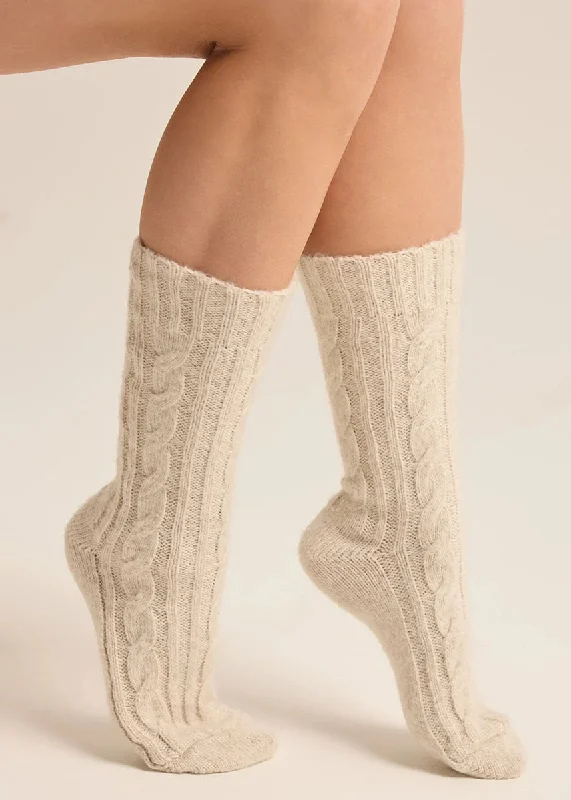 Stylish Striped Ankle Socks for Fun Looks-Cable Knit Socks (2-Pack) - Snowflake Blue