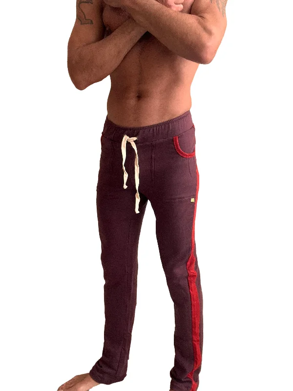 Sporty Basketball Shorts for Court Play-**Winter Collection** MID-Weight Luxury-Fleece Track & Lounge Sweat Pant (Burgundy w/Red))