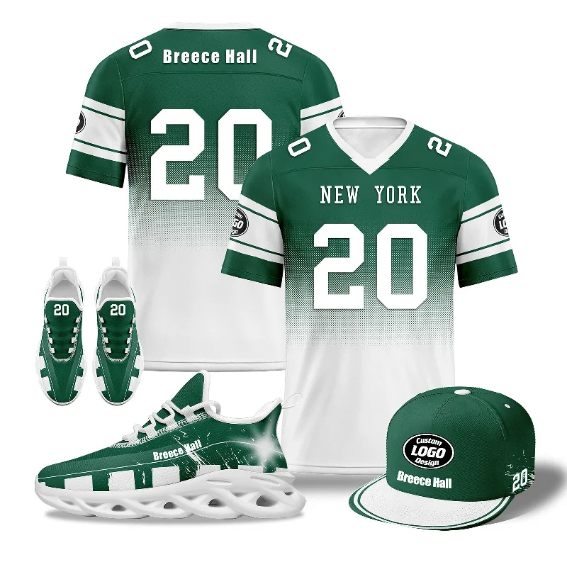 Trendy Beanie Hat with Logo for Stylish Vibes-Custom Green White New York Football MaxSoul Shoes and Hat Combo Offer Personalized Combo ZH-D020268-28