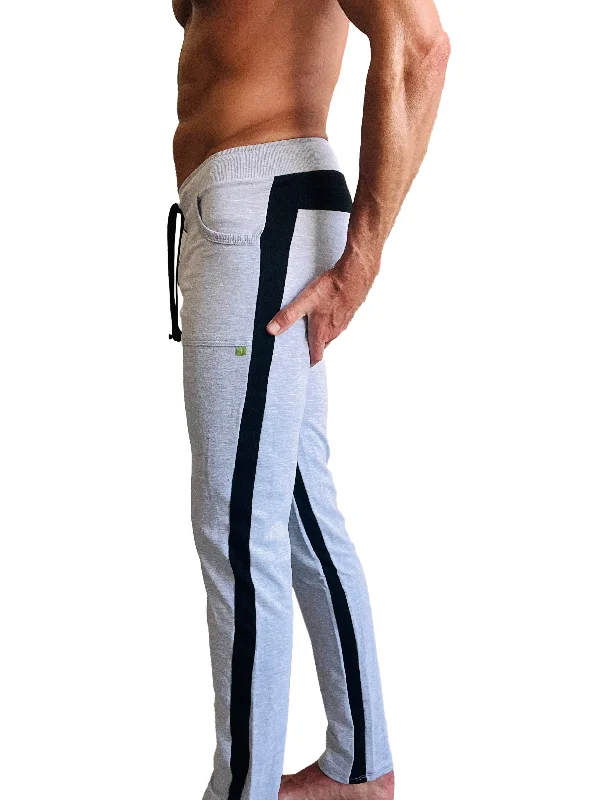 Comfortable Capri Pants for Warm Weather-Eco-Track & Yoga Sweat Pant (Heather Grey w/Black)