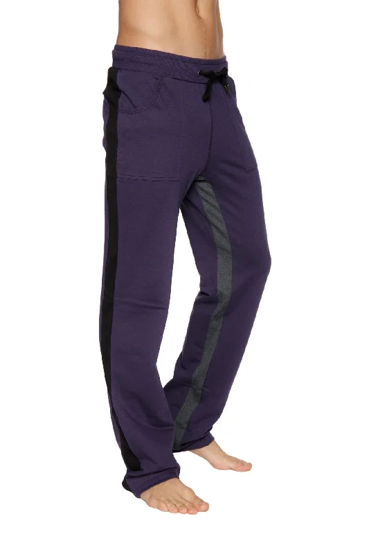 Trendy Cargo Pants for Outdoor Adventures-Ultra Flex Yoga Track & Yoga Sweat Pant (Eggplant w/Black & Charcoal)