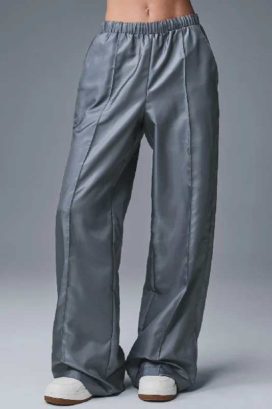 Flared Leg Jeans for Retro Look-Afterglow Wide Leg Track Pant - Steel Grey