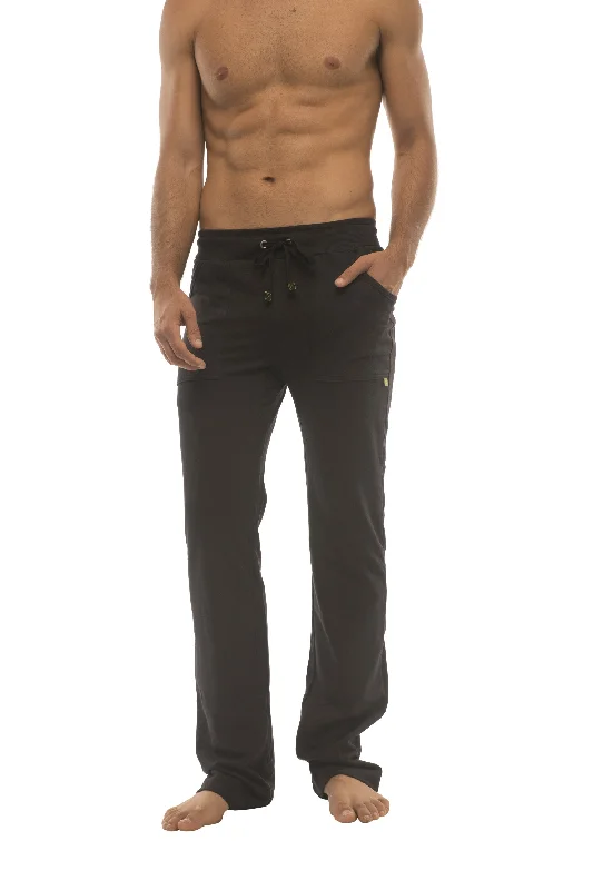 Comfy Terry Cloth Pants for Lounge Days-Ultra Flex Yoga Track & Yoga Sweat Pant (BLACK w/Black & Black)