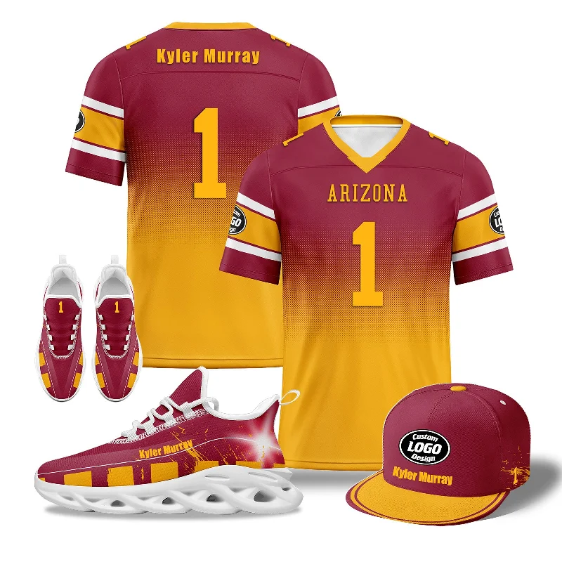 Fun Graphic Print Hat for Playful Looks-Custom Red Yellow Arizona Football MaxSoul Shoes and Hat Combo Offer Personalized Combo ZH-D020268-1