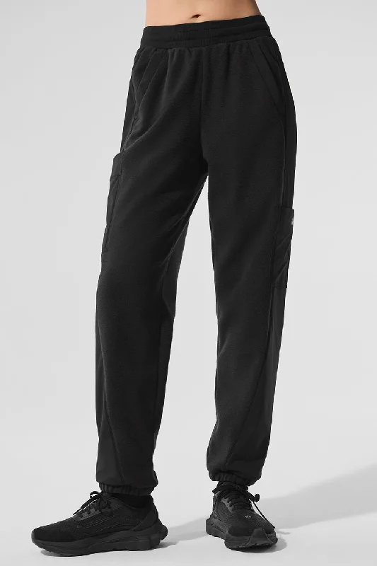 Cozy Knit Pants for Cold Days-Polar Fleece Wintry Mix Pant - Black