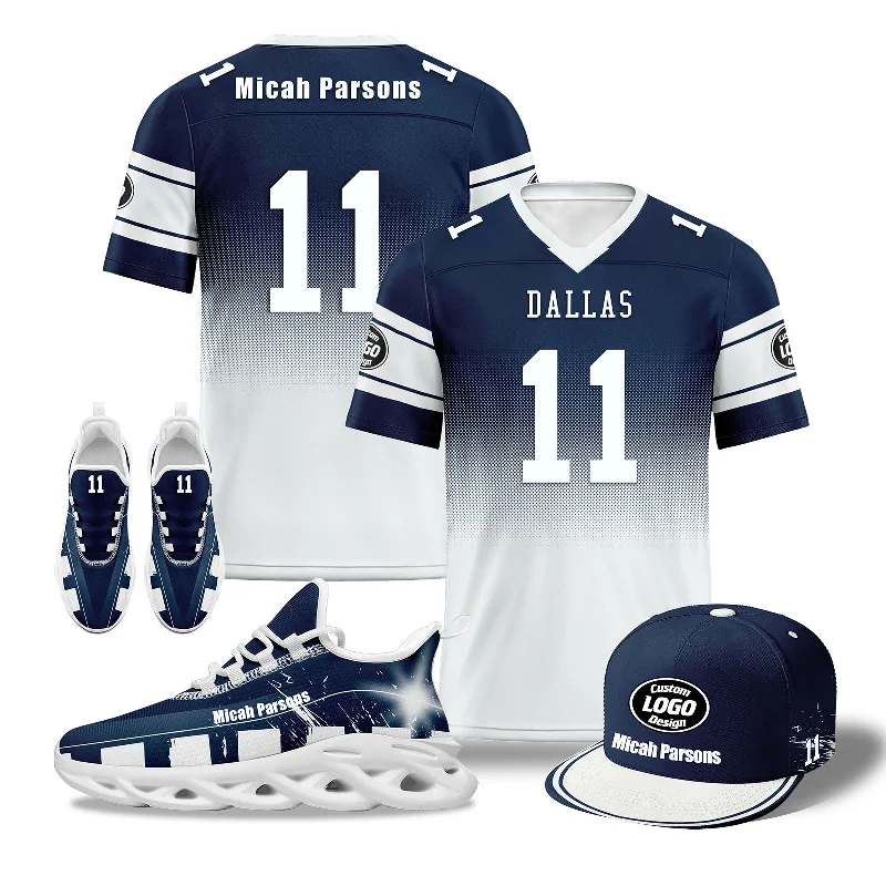 Stylish Trucker Hat for Casual Vibes-Custom Blue White Dallas Football MaxSoul Shoes and Hat Combo Offer Personalized Combo ZH-D020268-9