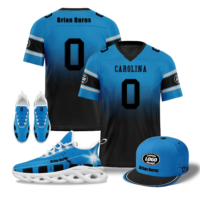 Soft Beanie Hat for Cold Weather Comfort-Custom Blue Black Carolina Football MaxSoul Shoes and Hat Combo Offer Personalized Combo ZH-D020268-5