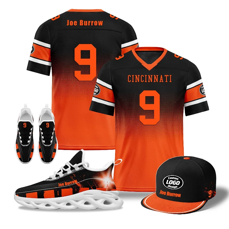 High-Performance Sports Cap for Active Wear-Custom Black Orange Cincinnati Football MaxSoul Shoes and Hat Combo Offer Personalized Combo ZH-D020268-6