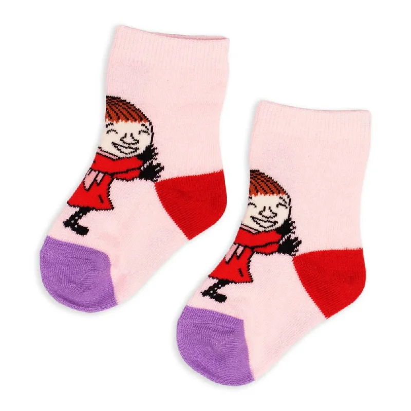 Colorful Sport Socks for Active Days-Moomin Little My Baby Socks Pink - Nordicbuddies