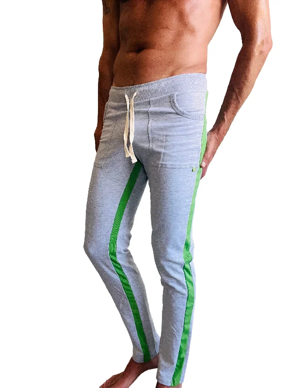 Trendy Plaid Pants for Fashion Forward Looks-Eco-Track & Yoga Sweat Pant (Heather Grey w/Green)