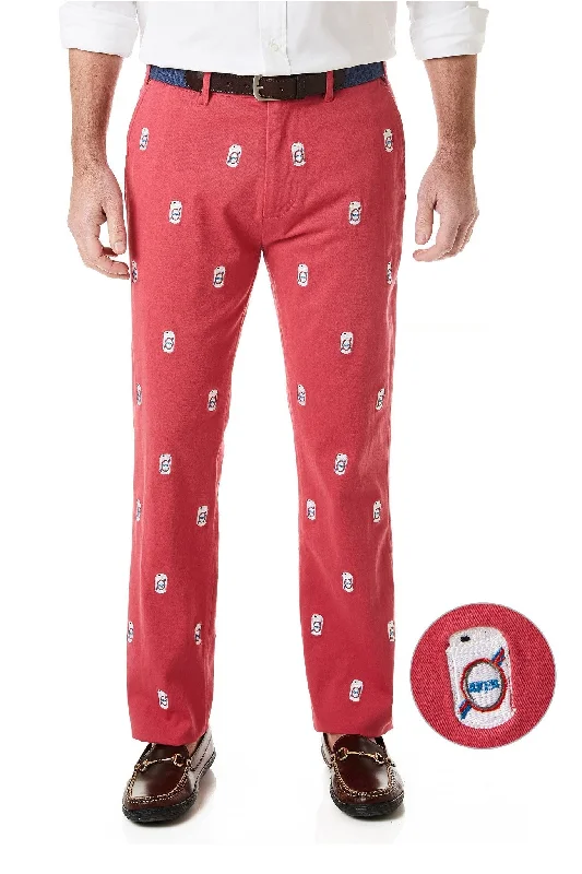 Trendy Camo Pants for Street Style-Harbor Pant Stretch Twill Hurricane Red with Beer Cans