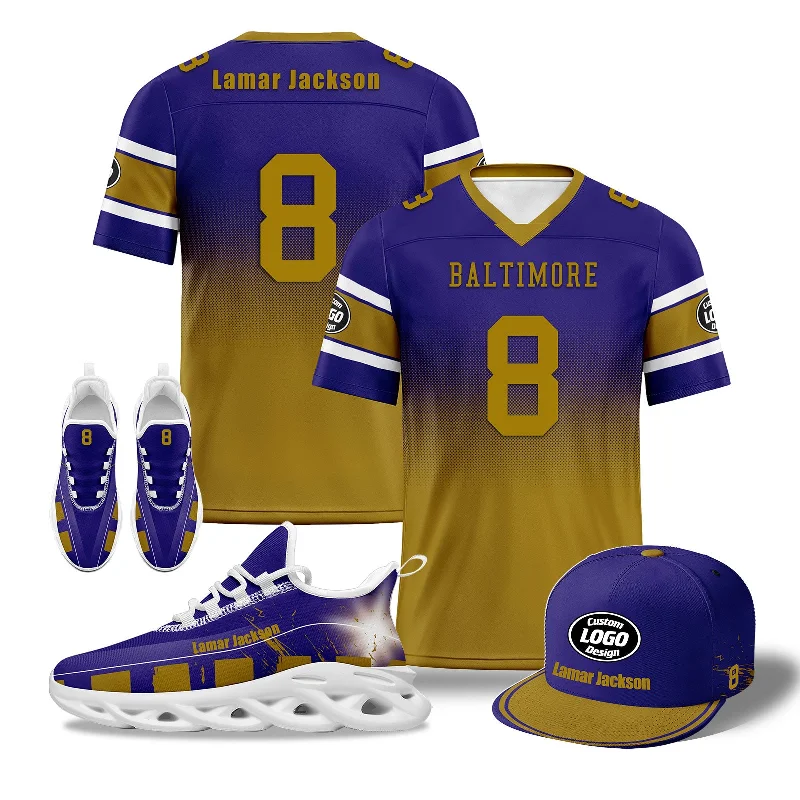 Adjustable Running Hat for Fitness Enthusiasts-Custom Purple Yellow Baltimore Football MaxSoul Shoes and Hat Combo Offer Personalized Combo ZH-D020268-2