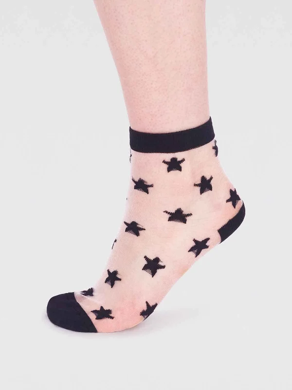 Merino Wool Socks for Ultimate Warmth-Astra Bamboo Star Mesh Socks - Black