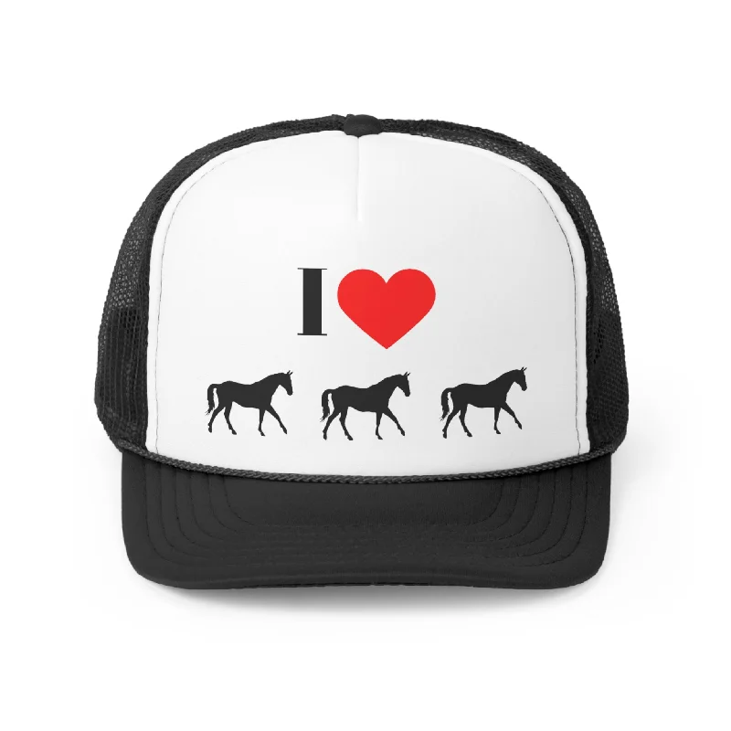 Lightweight Beach Hat for Sun Protection-I Love Horses Trucker Caps