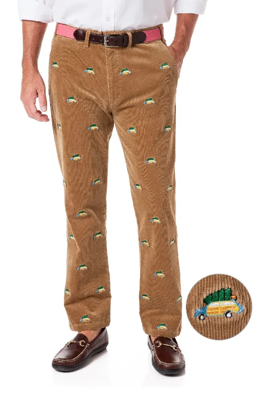 Stylish Denim Jeans for Casual Wear-Beachcomber Cord Pant Khaki With Woody & Xmas Tree