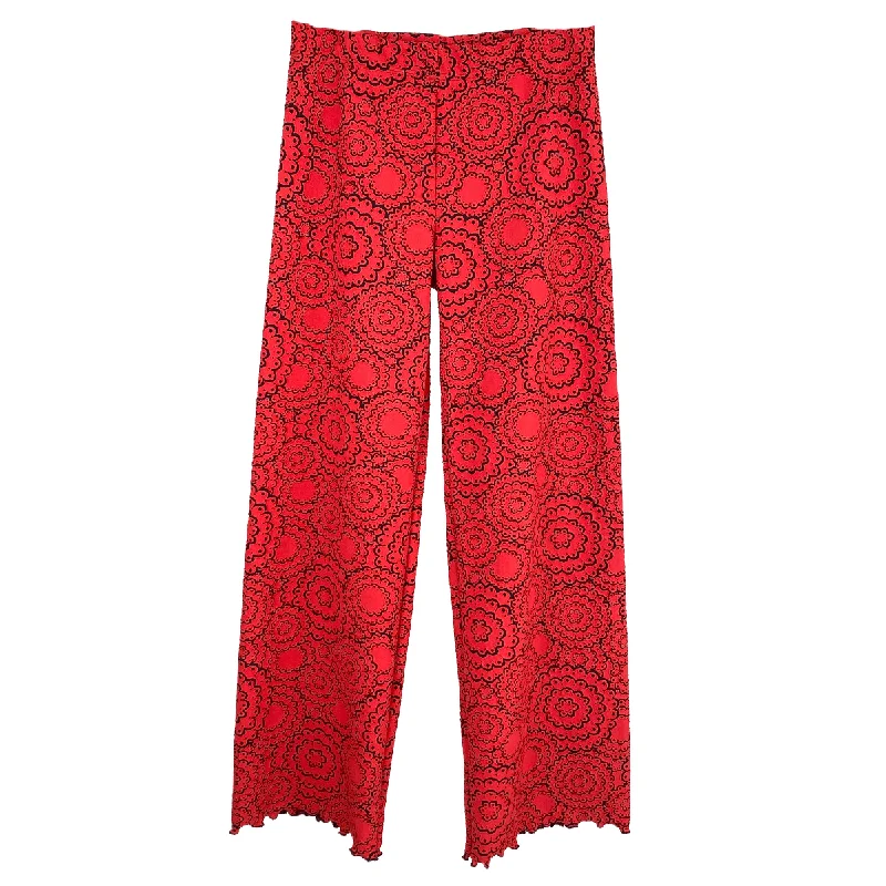 Trendy Overalls for Playful Look-Rococco Red Doily Jacquard Knit Energy Pant