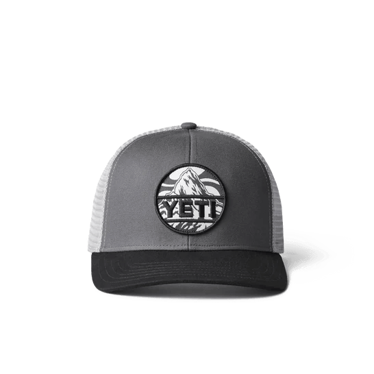 Adjustable Sun Hat for Beach Days-Yeti Mountain Badge Hat - Black