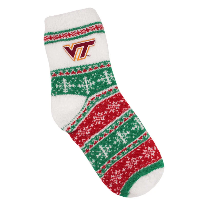 Cozy Boot Socks for Cold Weather-Virginia Tech Fuzzy Holiday Socks