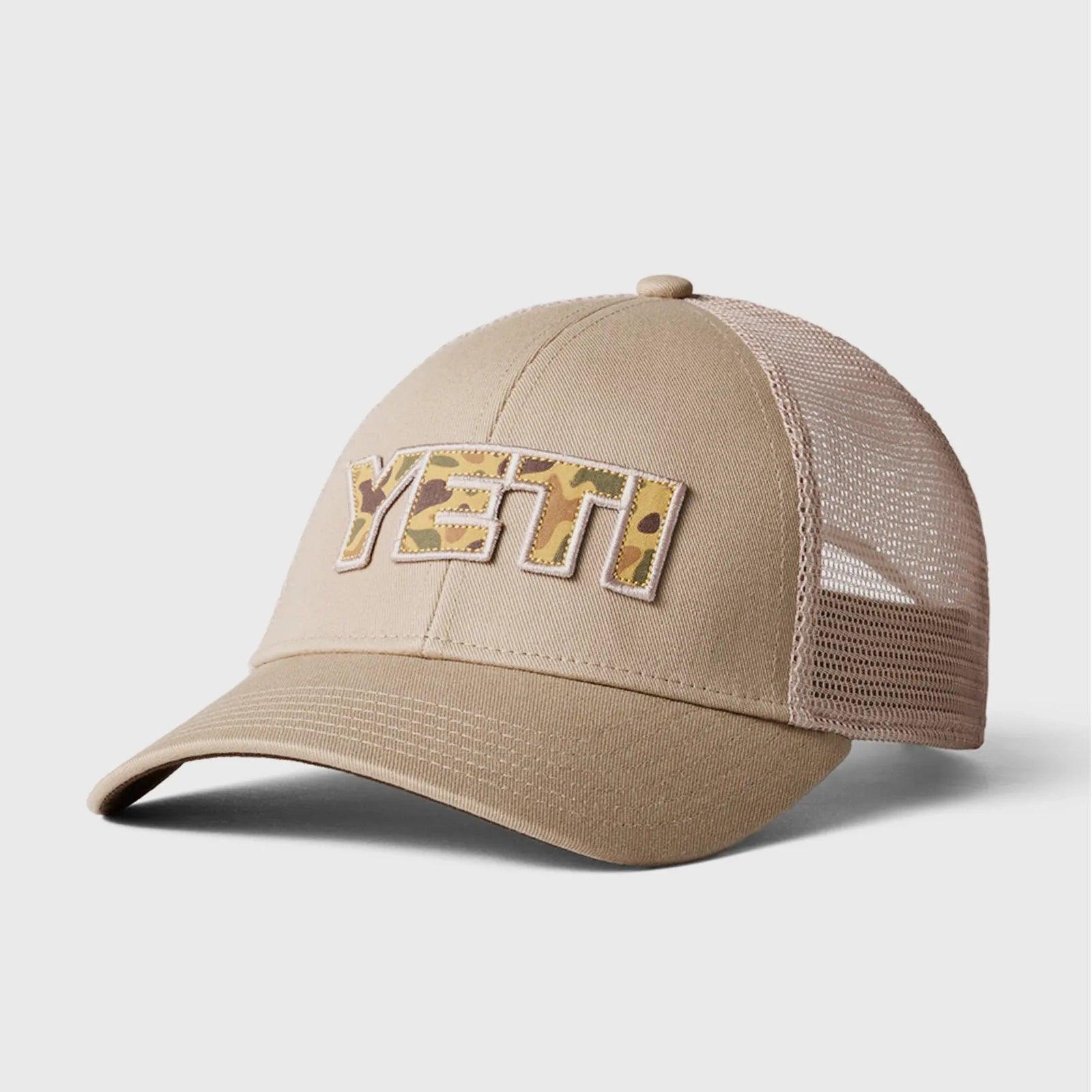 Adjustable Wool Cap for Comfortable Fit-Yeti Khaki Camo Logo Badge Low Pro Trucker Hat Cap