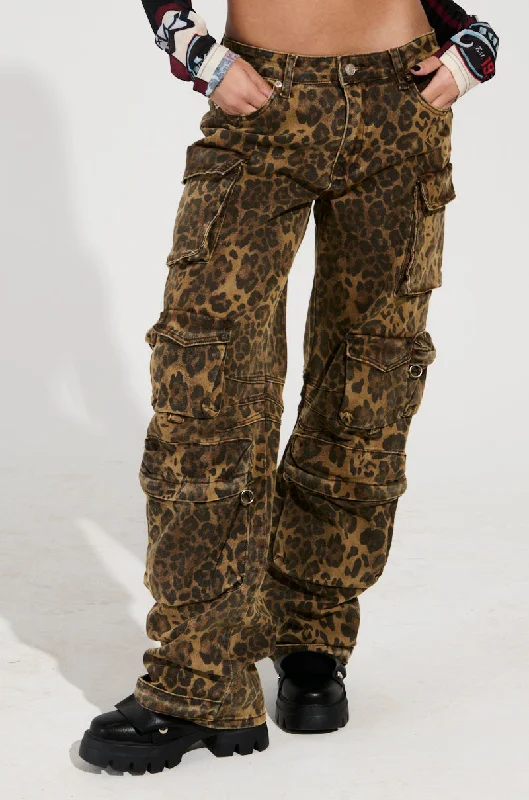 Wide-Legged Linen Pants for Comfort-THE ULTIMATE LEOPARD CARGO PANT