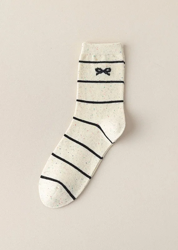 Soft Organic Cotton Socks for Sensitive Skin-Preppy Bow Print Socks - Stripes