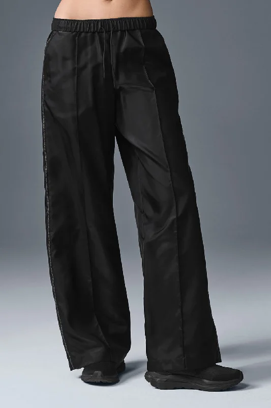 Soft Lounge Pants for Relaxation-Afterglow Wide Leg Track Pant - Black