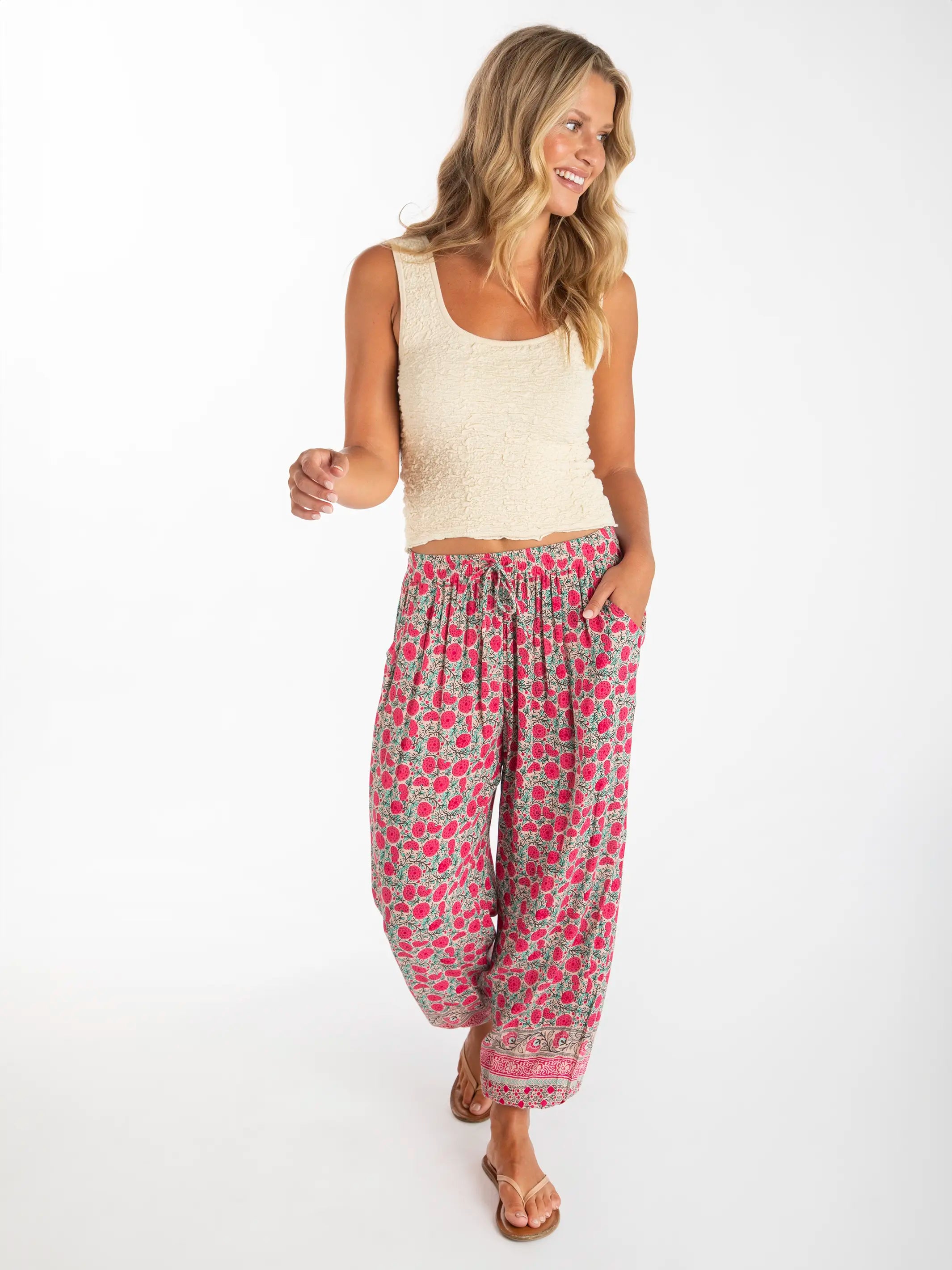 Colorful Summer Shorts for Vibrant Looks-Allison Pant - Pink Puff Floral