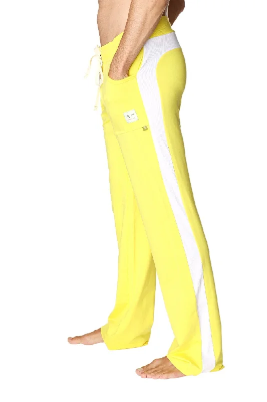 Soft Lounge Pants for Relaxation-Eco-Track & Yoga Sweat Pant (Yellow w/White)