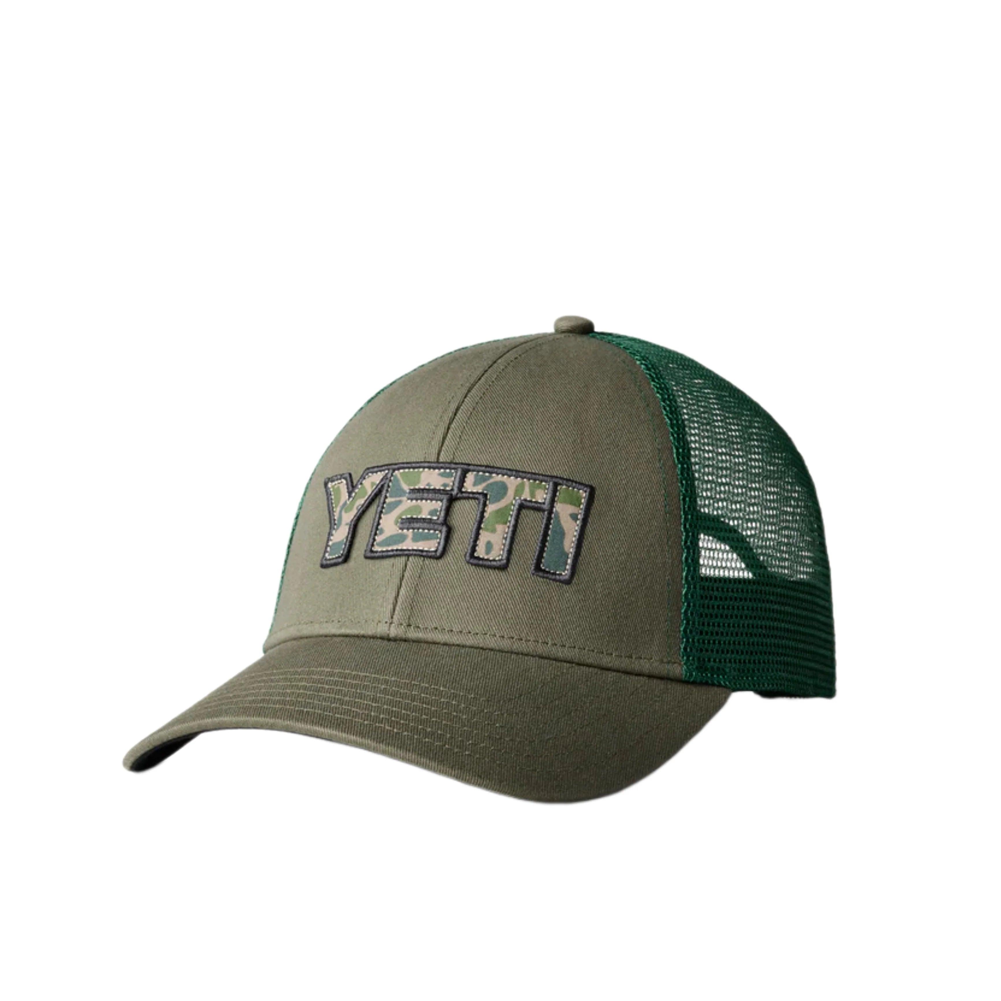 Warm Winter Hat with Pom-Pom for Fun Style-Yeti Olive Camo Logo Badge Low Pro Trucker Hat Cap