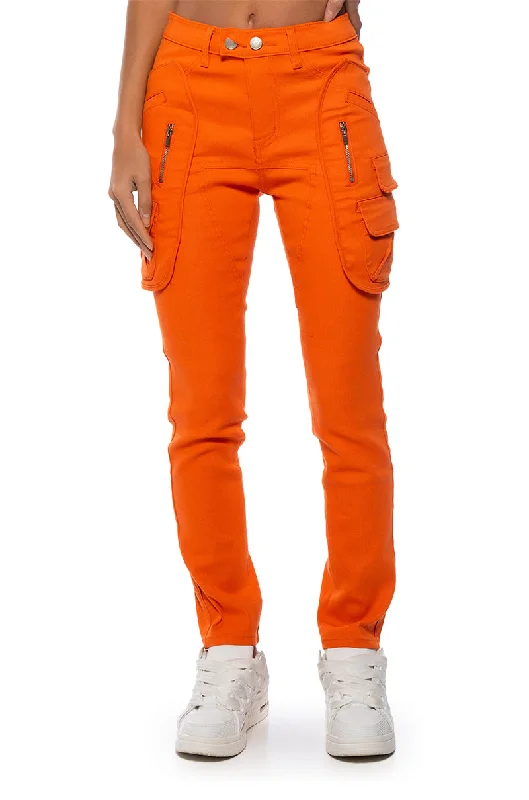 Relaxed Fit Work Pants for Casual Office-GO HARD CARGO POCKET SKINNY LEG PANT