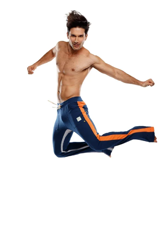 Comfortable Loose-Fit Shorts for Summer Comfort-Ultra Flex Yoga Track & Yoga Sweat Pant (Royal Blue w/Orange & Grey)