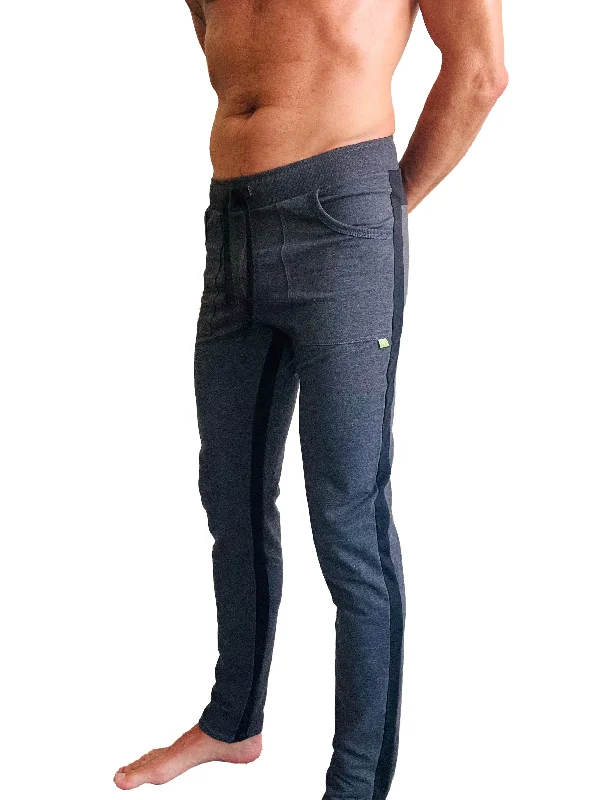 Sleek Leather Joggers for Urban Fashion-Eco-Track & Yoga Sweat Pant (Charcoal w/Black)