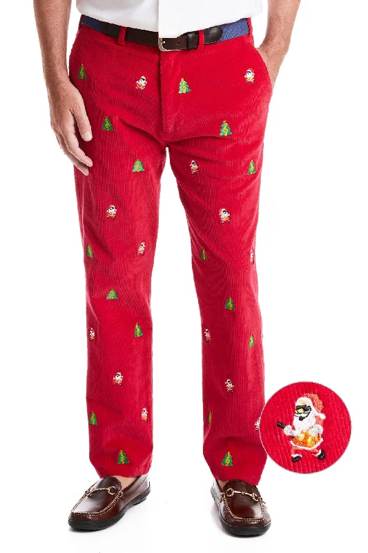 Professional Suit Pants for Business Attire-Beachcomber Corduroy Pant Crimson with Rockin' Around the Christmas Tree