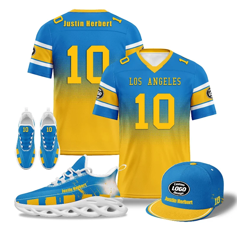 Stylish Baseball Cap for Everyday Wear-Custom Blue Yellow Los Angeles Football MaxSoul Shoes and Hat Combo Offer Personalized Combo ZH-D020268-22