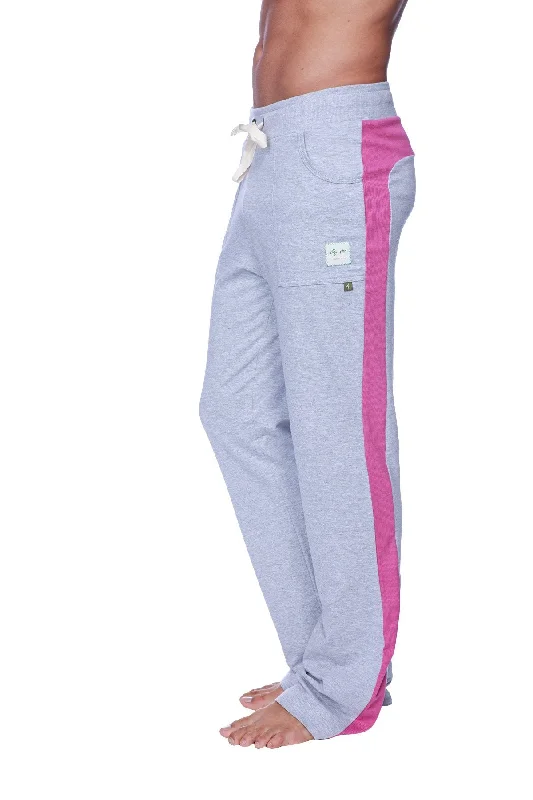 Comfy Pajama Pants for a Good Night’s Sleep-Eco-Track & Yoga Sweat Pant (Heather Grey w/Berry)