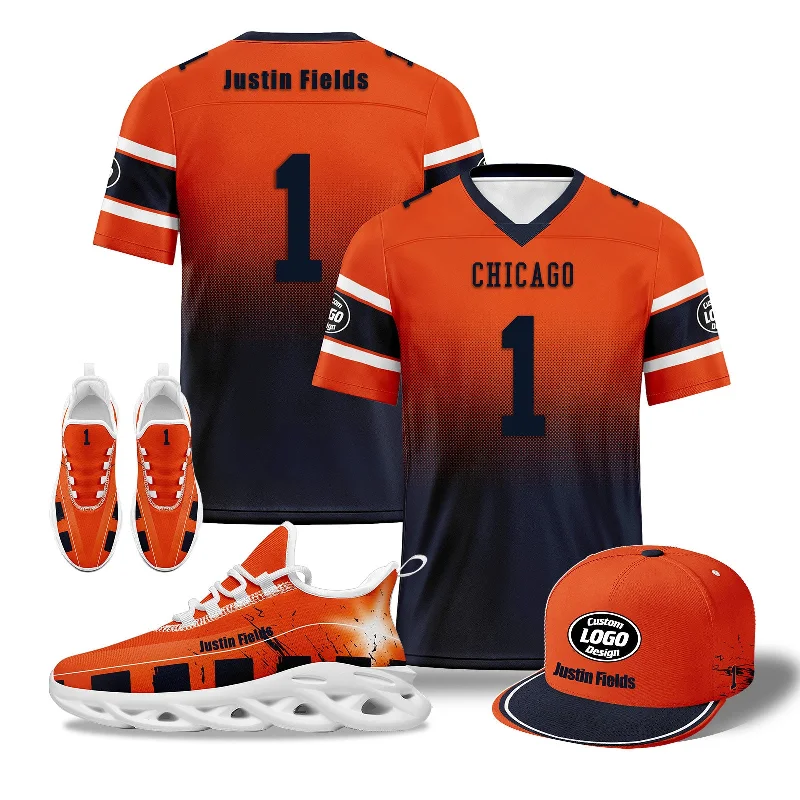 Lightweight Summer Hat for Beach Days-Custom Orange Blue Chicago Football MaxSoul Shoes and Hat Combo Offer Personalized Combo ZH-D020268-7