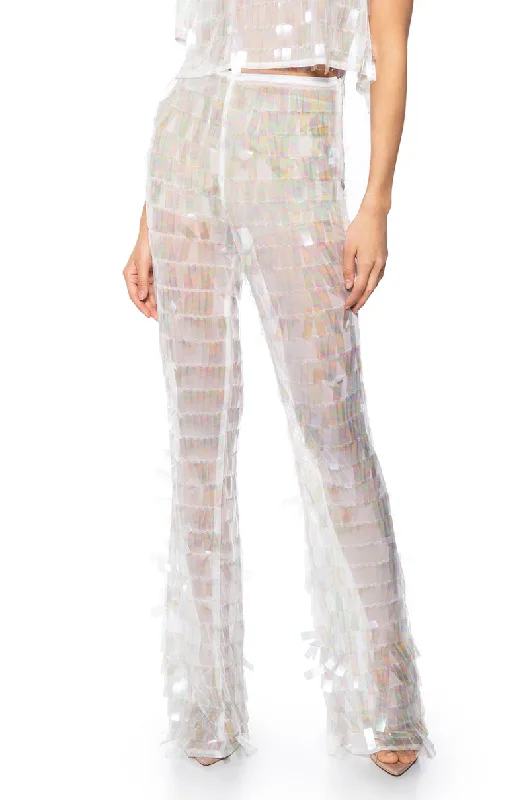 Relaxed Fit Jogger Pants for Athleisure-IMPRESS ME IRIDESCENT WIDE LEG SEQUIN PANT