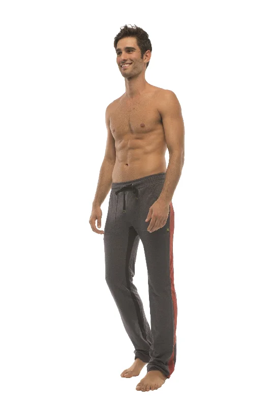 Relaxed Fit Sweatpants for Lounging-Ultra Flex Yoga Track & Yoga Sweat Pant (CHARCOAL w/Cinnabar & Black)