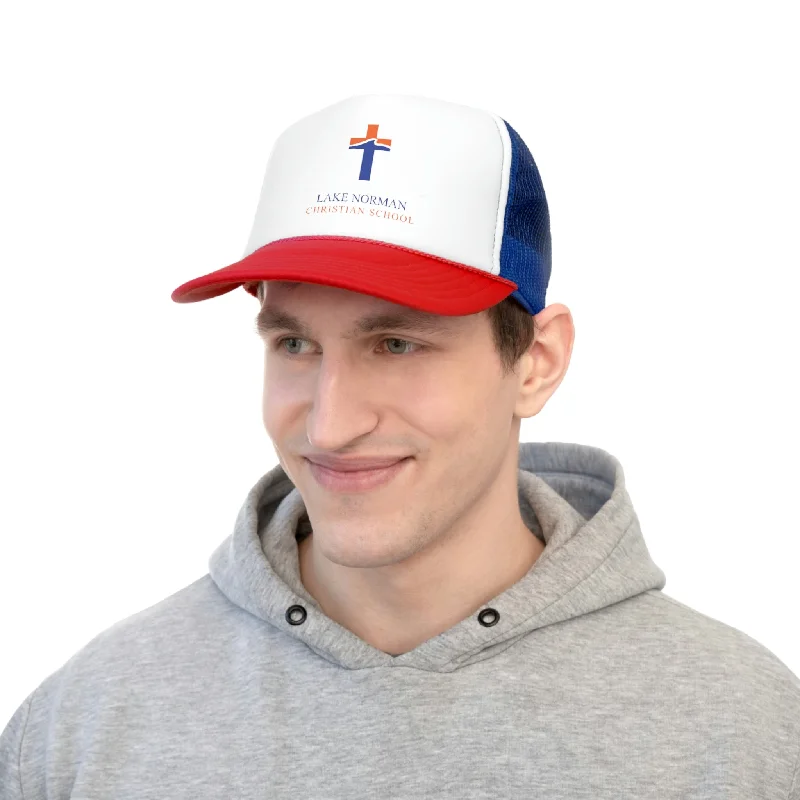 Trendy Camo Hat for Military-Inspired Fashion-Lake Norman Christian School Trucker Caps