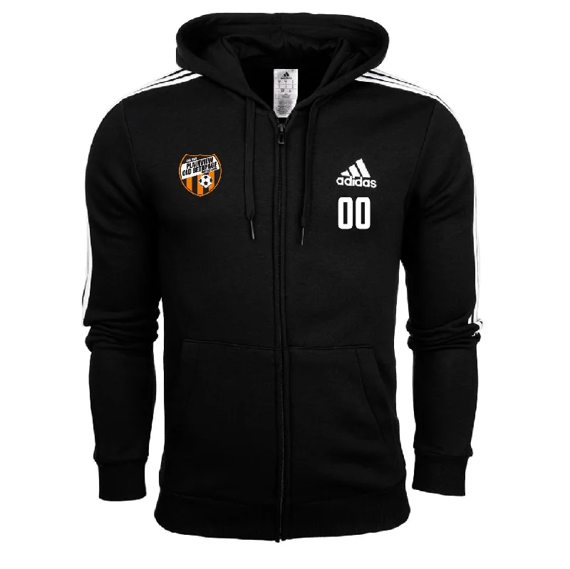 Casual Zip-Up Hoodie for Everyday Wear-POBSC Fan Store adidas Three Stripe Fleece Hoodie - Black