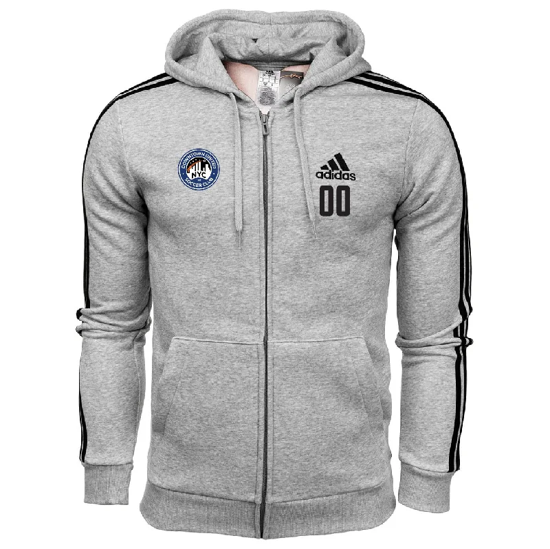 Athletic Zip Hoodie for Gym and Sports-DUSC Fan Store Three Stripe Fleece Hoodie - Grey