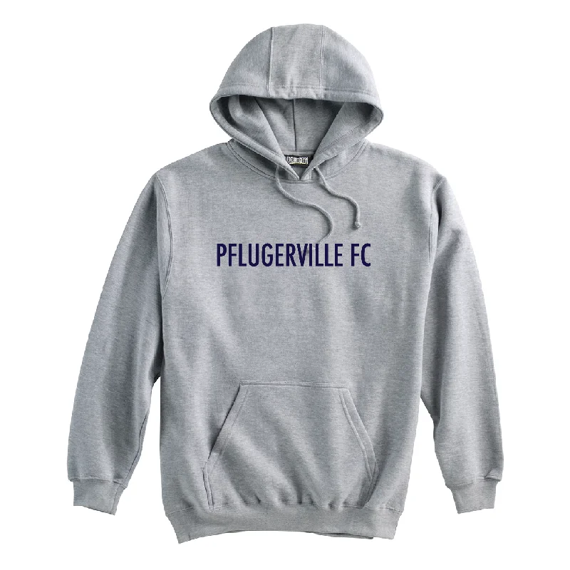 Athletic Zip Hoodie for Gym and Sports-Pflugerville FC (Club Name) Pennant Super 10 Hoodie Grey