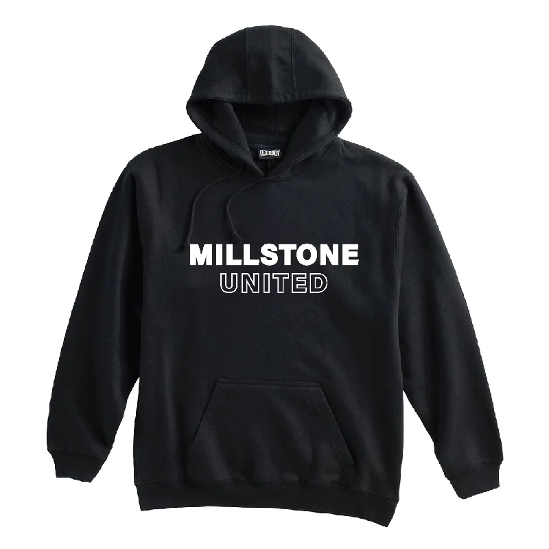 Retro Hoodie for Vintage Sportswear Look-Millstone United (Club Name) Pennant Super 10 Hoodie Black