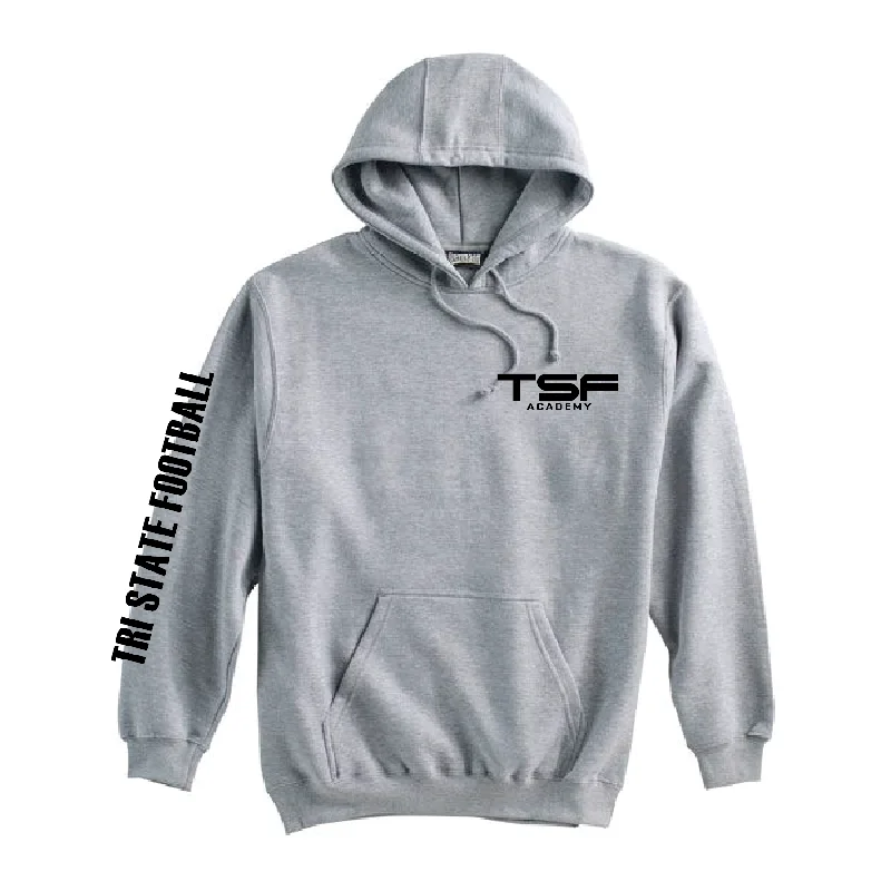 Vintage Hoodie for Nostalgic Look-TSF Academy TriStateFootball Pennant Super 10 Hoodie Grey