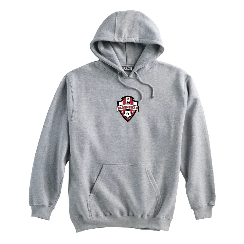 Retro Hoodie for Vintage Sportswear Look-Bloomfield SC (Patch) Pennant Super 10 Hoodie Grey