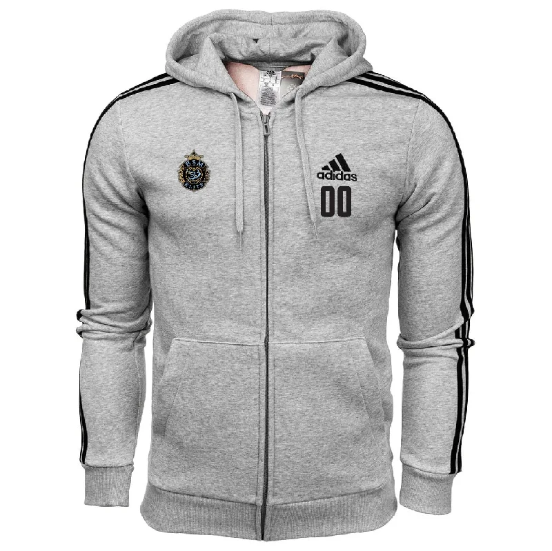 Hooded Sweatshirt for Layered Looks-BSM Elite Coaches adidas Three Stripe Fleece Hoodie - Grey