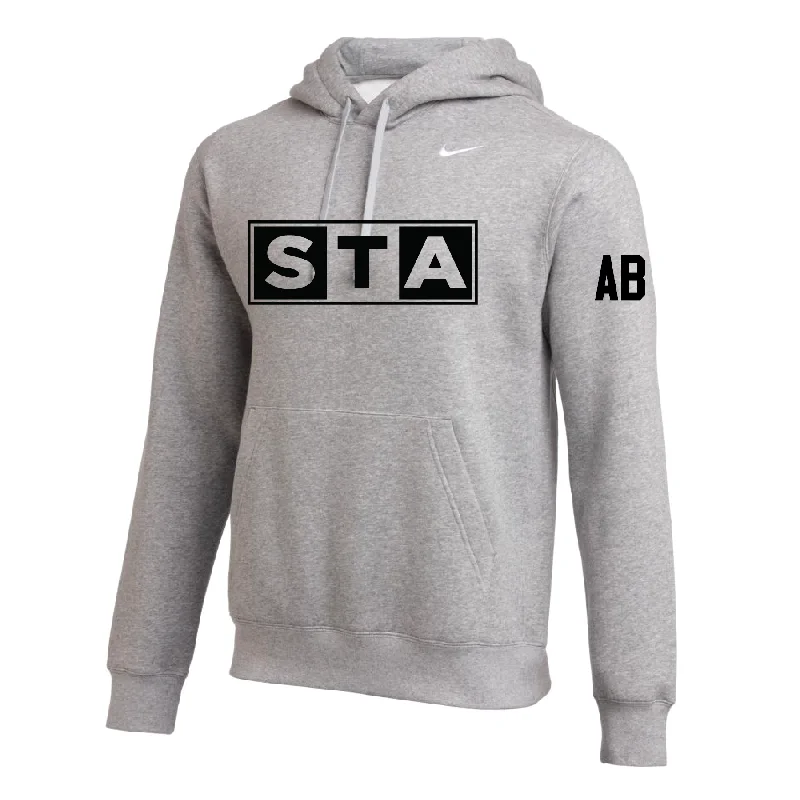 Classic Black Hoodie for Timeless Wear-STA Morris United (Logo) Nike Club Hoodie Grey