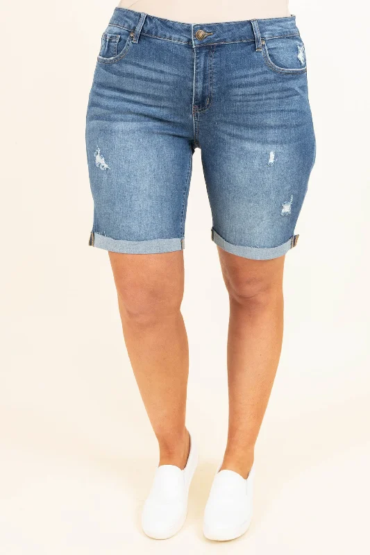 Soft Terrycloth Shorts for Spa Relaxation-Weekend Away Shorts, Medium Wash