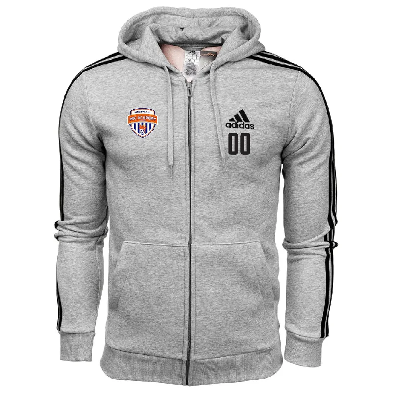 Soft and Breathable Hoodie for All-Day Wear-PSC Academy Three Stripe Fleece Hoodie - Grey